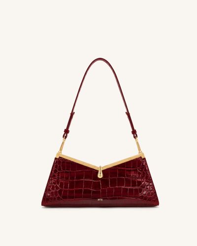 Nerina Borsa a spalla V-Frame - Rosso scuro effetto coccodrillo - JW PEI - Modalova