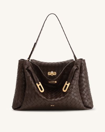 Rhea Große Schultertasche mit Webstruktur - Dunkelbraun - JW PEI - Modalova
