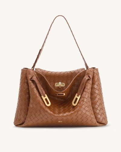 Rhea Große Schultertasche mit Webstruktur - Karamellbraun - JW PEI - Modalova