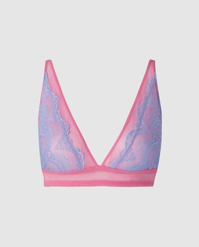 Lace Plunge Bralette Light Blue/Candy Pink - | Bralettes - Bralettes / Plunge Bralette - Understatement - Modalova