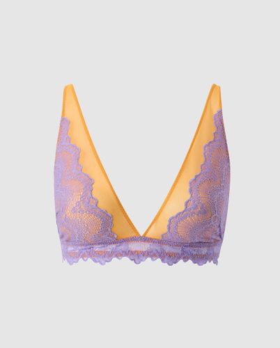 Lace Plunge Bralette Electric Lilac/Apricot - Understatement - Modalova