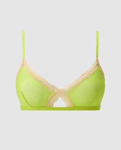 Mesh Lace Cut-Out Triangle Bralette - Understatement - Modalova