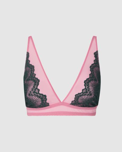 Lace Plunge Bralette Pine/Candy Pink - Understatement - Modalova