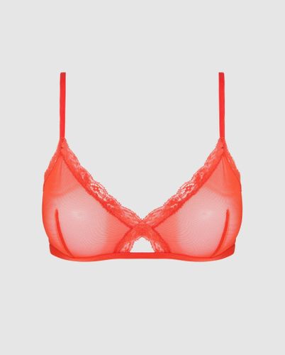 Mesh Lace Cut-Out Triangle Bralette - Understatement - Modalova
