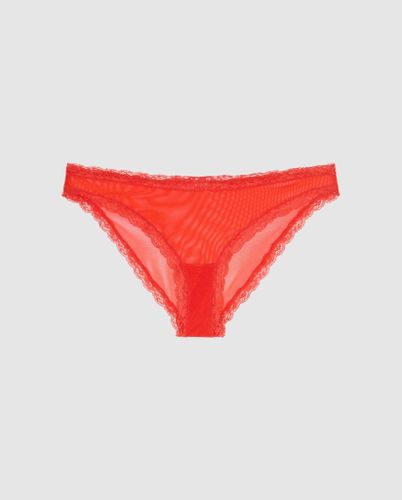 Mesh Lace Trim Bikini Briefs - Understatement - Modalova