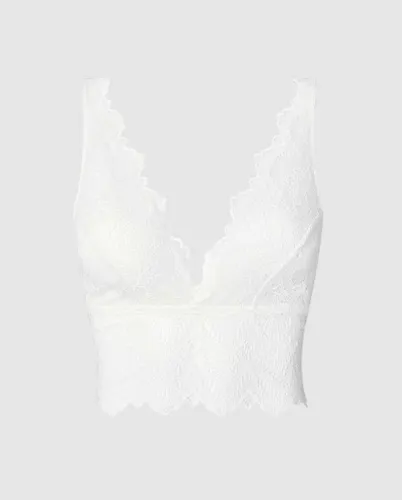 Lace Plunge Bralette Top Off White - Understatement - Modalova