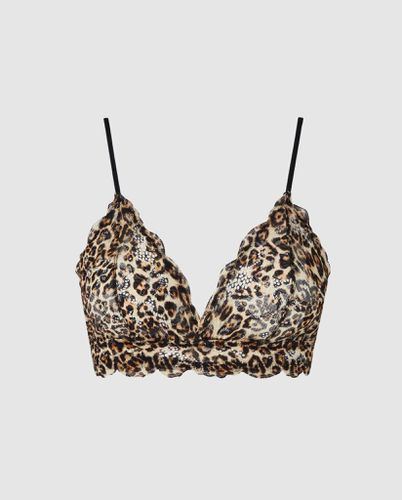 Lace Triangle Bralette Gold Leopard - Understatement - Modalova