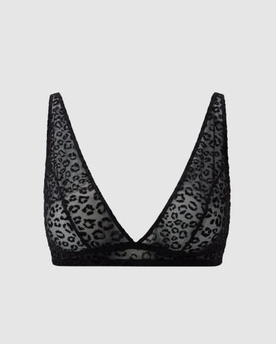 Mesh Plunge Bralette Black Leopard - Understatement - Modalova