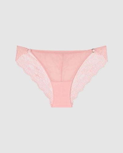 Lace Mesh Tanga Briefs Powder Pink - Understatement - Modalova