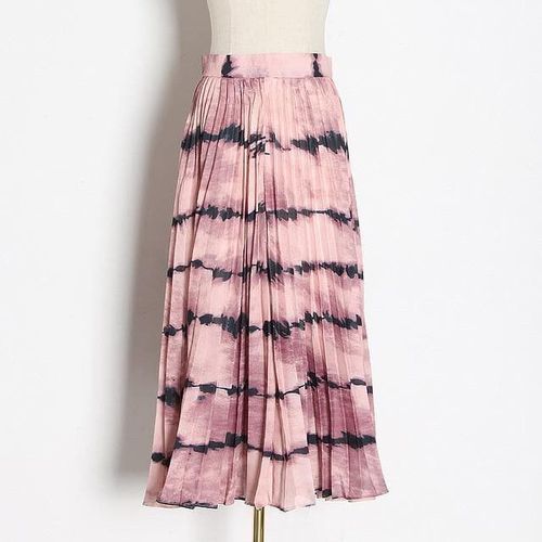 Casual Print Hit Color Pleated Skirt - musthaveskirts - Modalova