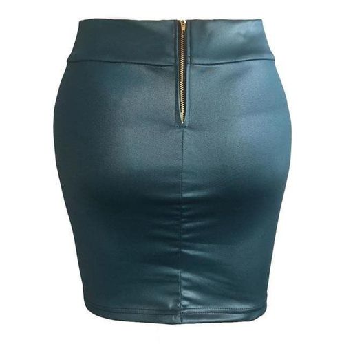 Autumn Zipper Back Faux Leather Mini Skirts - musthaveskirts - Modalova