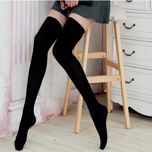 Casual Cotton Thigh High Socks - musthaveskirts - Modalova