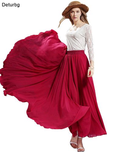 Layer Chiffon Long Skirts - musthaveskirts - Modalova