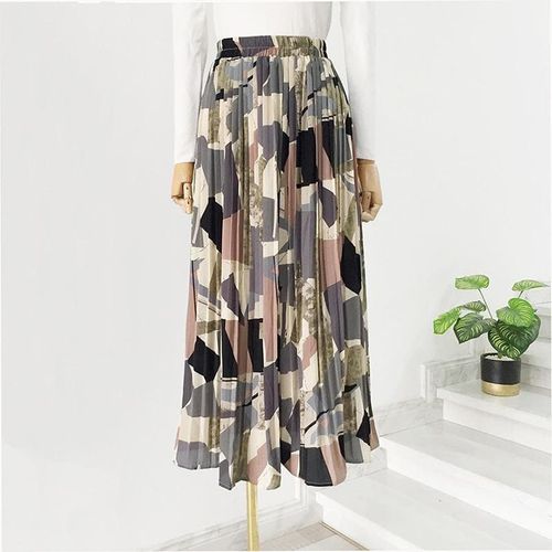 Beautiful Colorful Print Chiffon Long Pleated Skirt - musthaveskirts - Modalova