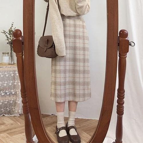 Autumn Plaid Long Skirt - musthaveskirts - Modalova