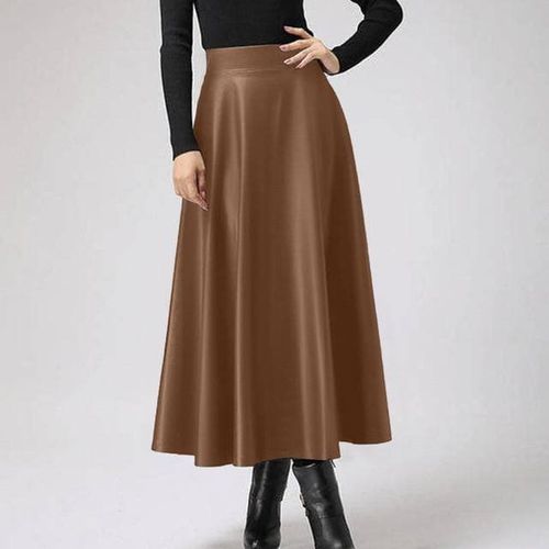 Autumn PU Leather Midi Skirts - musthaveskirts - Modalova