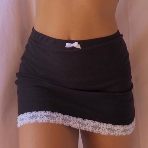 Sweet Lace Edge Patched Mini Skirt - musthaveskirts - Modalova
