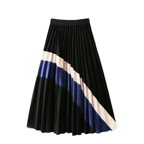 High Waist Elastic Pleated Midi Skirt - musthaveskirts - Modalova