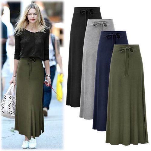 A-Line Lace Up Maxi Skirt - musthaveskirts - Modalova