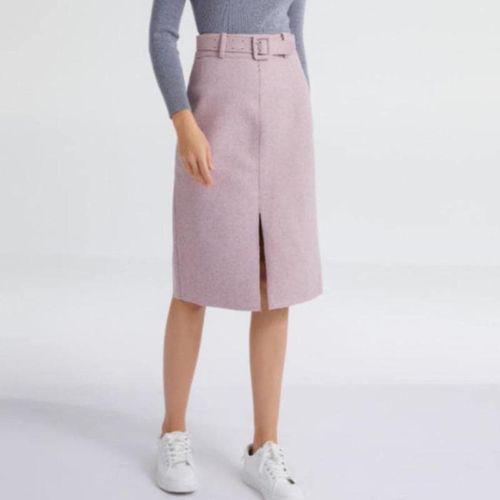 Elegant Midi Skirt with Belt - musthaveskirts - Modalova