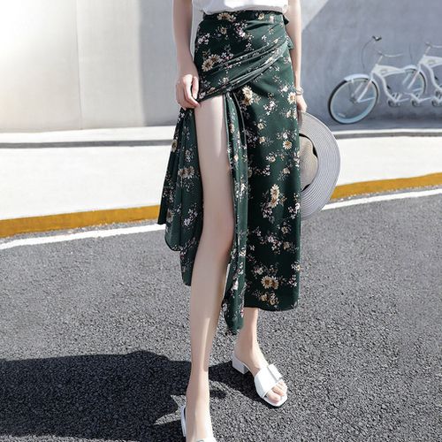 Floral Print Chiffon Long Skirts - musthaveskirts - Modalova