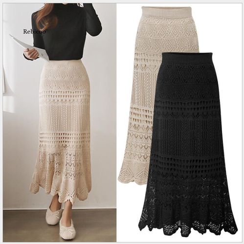 Knitted Warp Long Skirts - musthaveskirts - Modalova