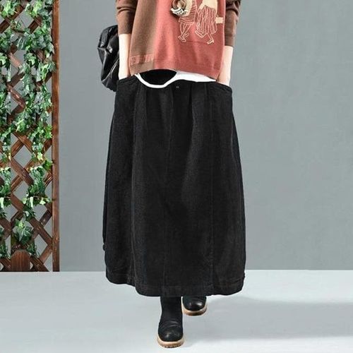 Autumn Vintage Corduroy Skirts With Pocket - musthaveskirts - Modalova