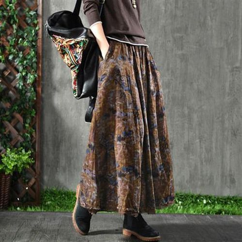Arts Style Print Loose Maxi Skirt - musthaveskirts - Modalova