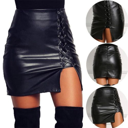 Women Mini Faux Leather Skirt - musthaveskirts - Modalova