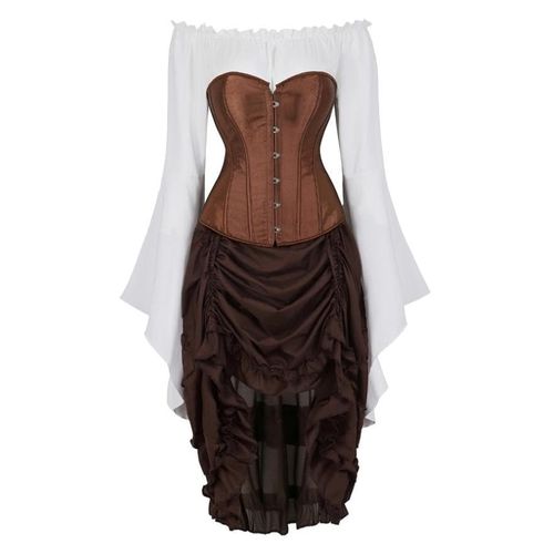 Women Steampunk Gothic Corset Dress Three-Pieces - musthaveskirts - Modalova
