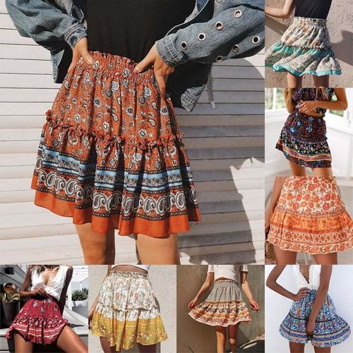 Summer Boho High Waist Frills Ruffled Skirt - musthaveskirts - Modalova