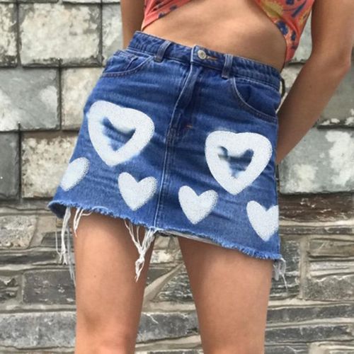 Heart Print Mini Skirts For Women - musthaveskirts - Modalova