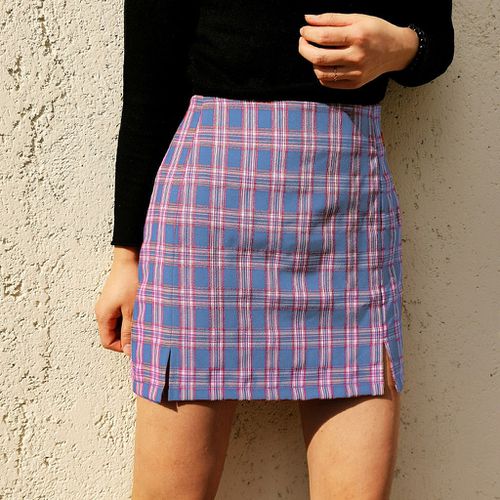 Korean Colored Plaid Skirt - musthaveskirts - Modalova
