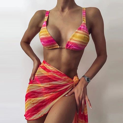 Rainbow Push Up Padded Bikini Set - musthaveskirts - Modalova