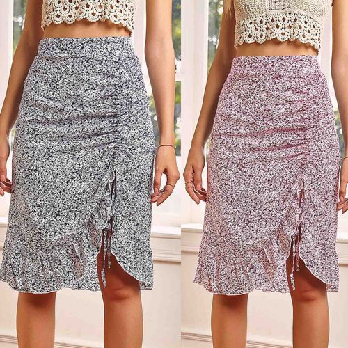 Women's Breathable Casual Floral Print Slim High Waist Skirt - musthaveskirts - Modalova