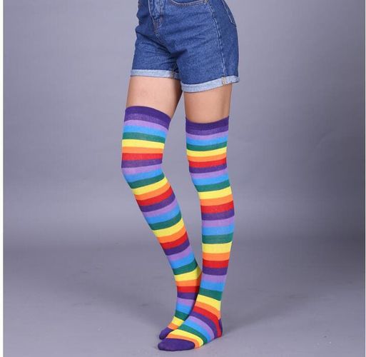 Rainbow Long Striped Body Tube Socks - musthaveskirts - Modalova
