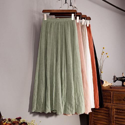 Linen High Waist Casual Skirt - musthaveskirts - Modalova