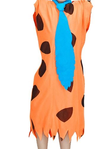 Orange Animal Print Blue Tie Sexy Flintstone Bam Costume - AMIClubwear - Modalova