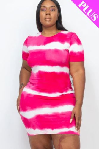 Plus Size Tie-dye Print Bodycon Dress - KandyKouture - Modalova