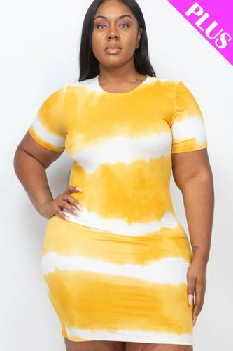 Plus Size Tie-dye Print Bodycon Dress - KandyKouture - Modalova