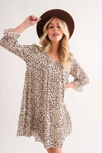 And The Why Leopard Ruffle Hem Woven Mini Dress - Trendsi - Modalova