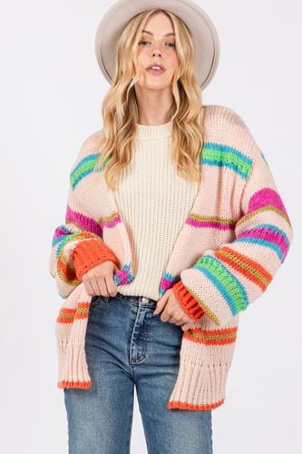 SAGE + FIG Rainbow Striped Open Front Knit Cardigan - Trendsi - Modalova