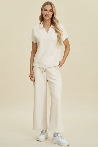 Double Take Full Size Collared Neck Short Sleeve Top and Pants Set - Trendsi - Modalova