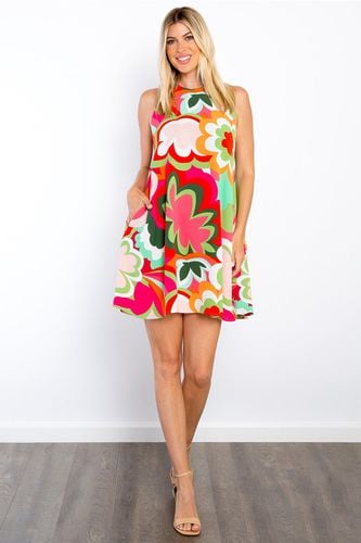 Be Stage Full Size Floral Sleeveless Mini Dress with Pockets - Trendsi - Modalova