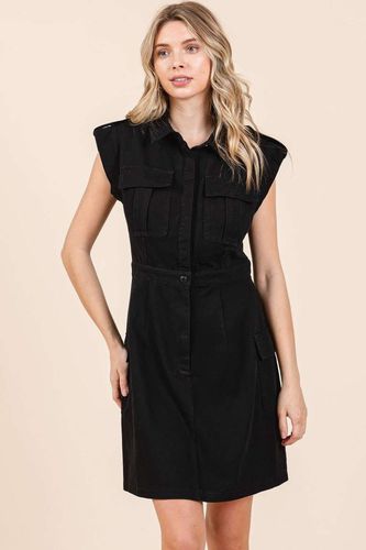 Mittoshop Cargo Pocket Half Button Mini Dress - Trendsi - Modalova