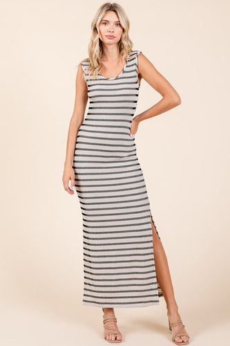 Mittoshop Striped Scoop Neck Sleeveless Maxi Dress - Trendsi - Modalova