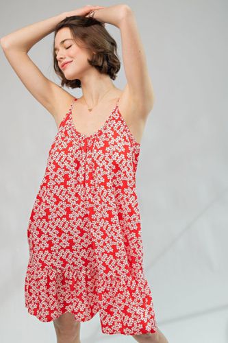 Floral Printed Wool Peach Cami Dress - KandyKouture - Modalova