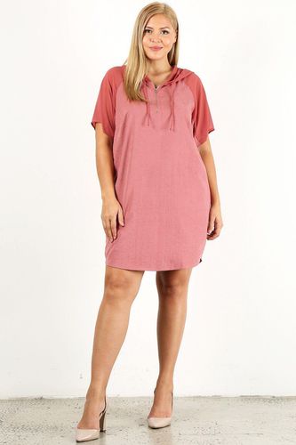 Plus Size Solid Dress With Zip-up Closure - KandyKouture - Modalova