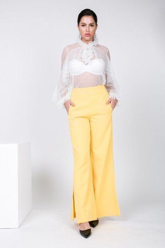 Side Slit Detail Wide Leg Pants - KandyKouture - Modalova