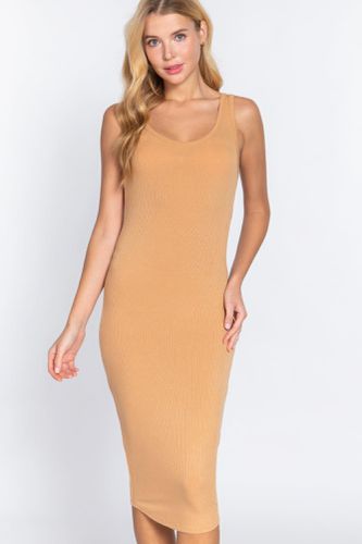 Sleeveless Scoop Neck Rib Midi Dress - KandyKouture - Modalova